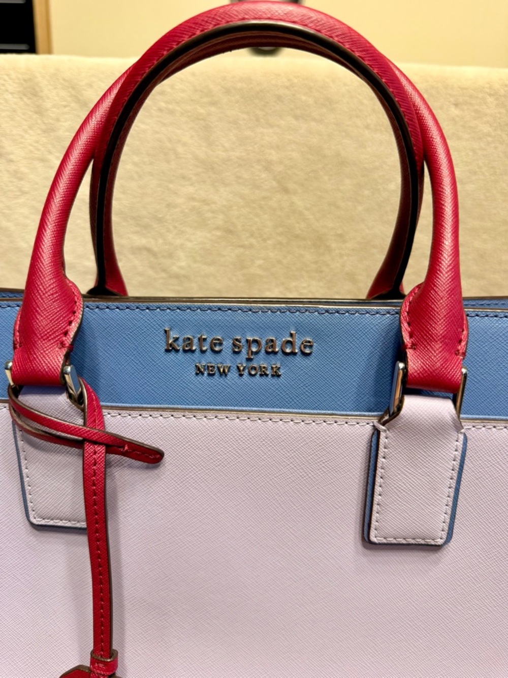 Kate Spade Staci Medium Satchel Colorblock Saffiano Leather Crossbody NWOT - Picture 2 of 7